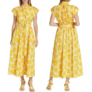 Derek Lam 10 Crosby Celeste Paisley Belted Maxi Wrap Dress Yellow Womens Size 00